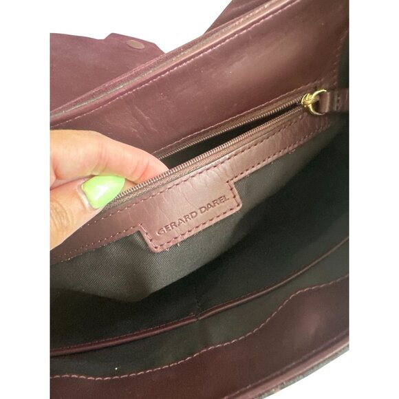 GERARD DAREL Purple Leather Suede Large Crossbody Saddle Handbag - Picture 4 of 13